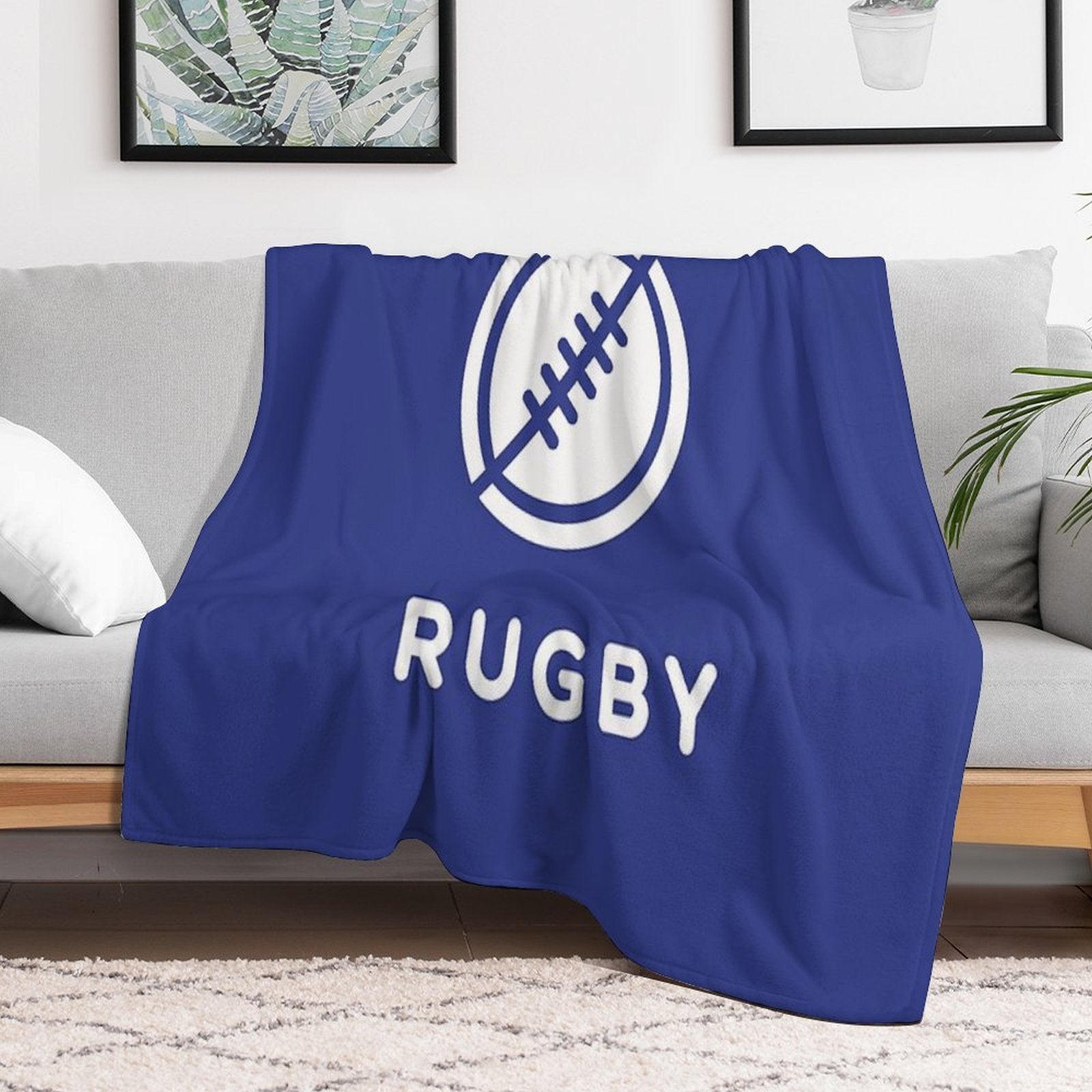 Tough Tackle Rugby Logo in White Versatility Throw Blanket