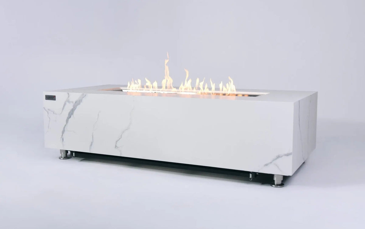 Carrara Marble Porcelain Fire Table — Elementi Plus