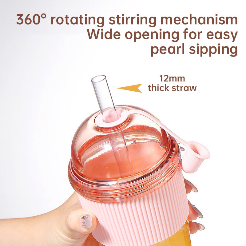 630ML straw cup (with lid/straw) – coffee, milk, tea, water, juice; Ins-style, office-friendly