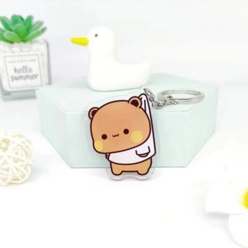Cute cartoon Bubudu Giant Panda Pendant Keychain Car Key Acrylic Backpack Keychain Pendant