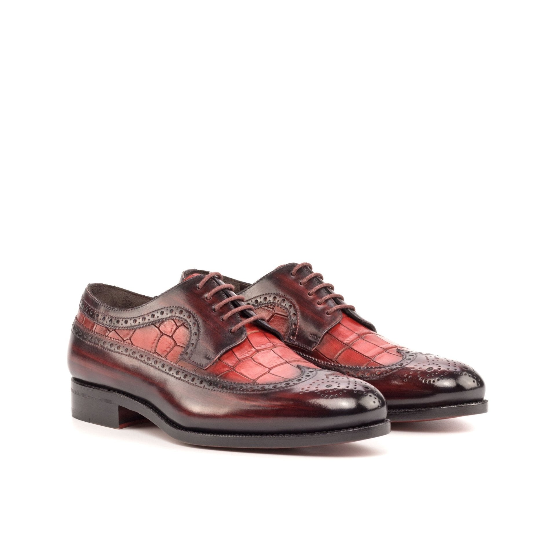 Nala - unique two tone alligator print derby red bottoms shoes