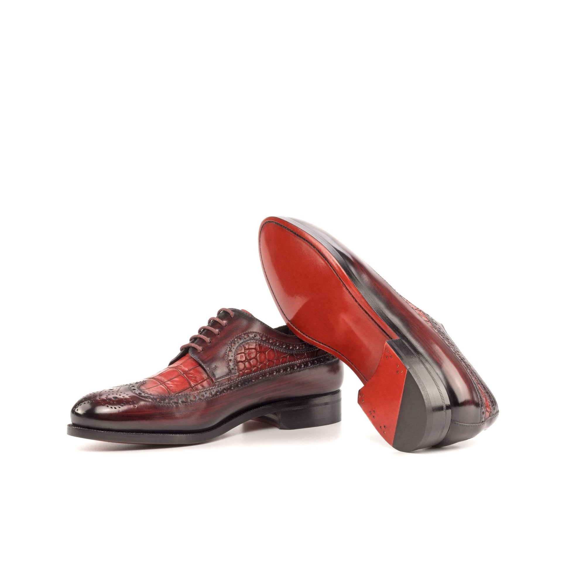 Nala - unique two tone alligator print derby red bottoms shoes