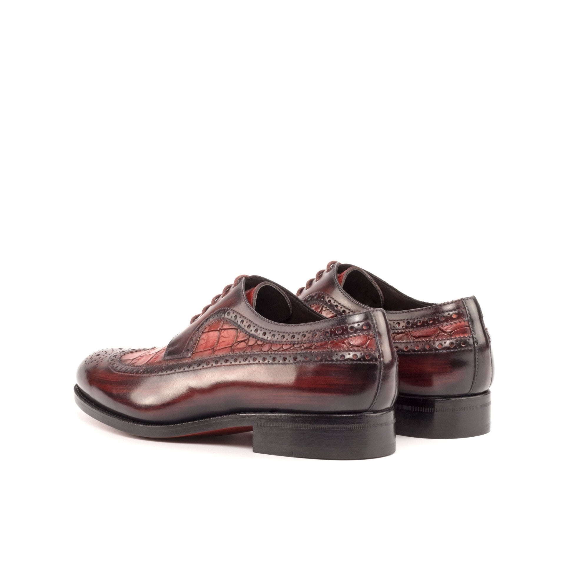 Nala - unique two tone alligator print derby red bottoms shoes