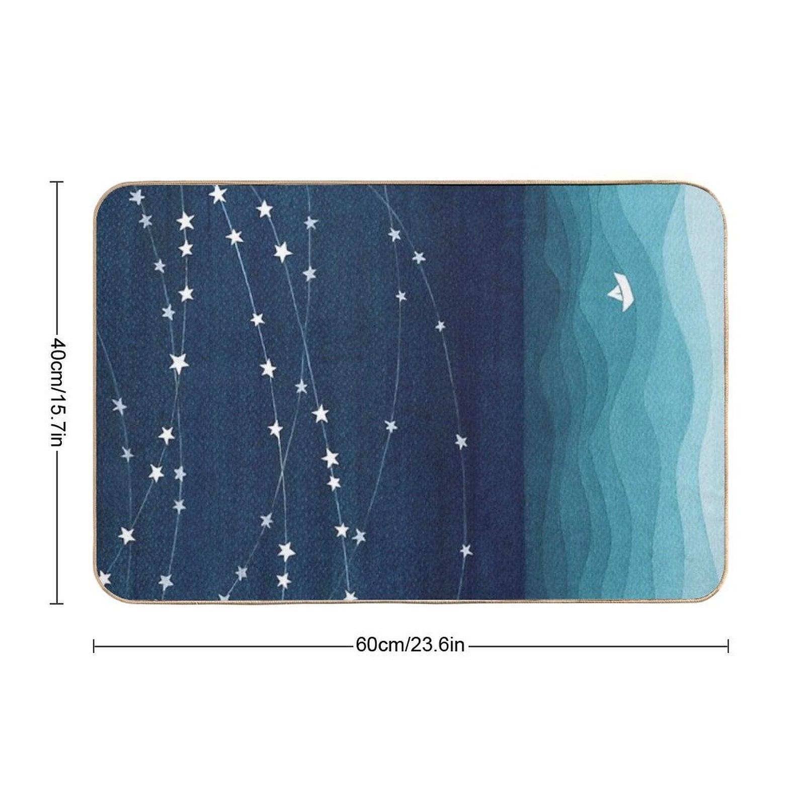 Garland of Stars, Teal Ocean Bath Mat