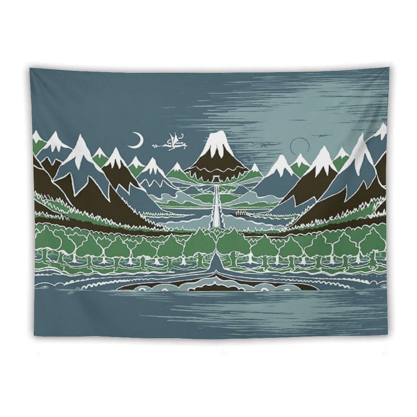 Forest Mountain Path in The Style of J.R.R.Tolkien Tapestry