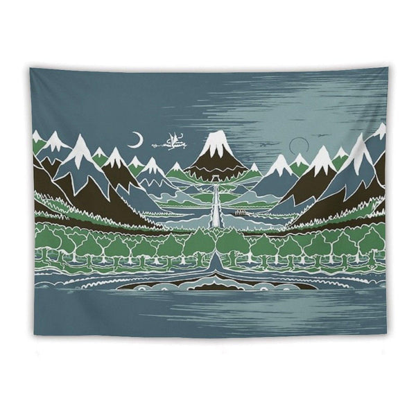 Forest Mountain Path in The Style of J.R.R.Tolkien Tapestry