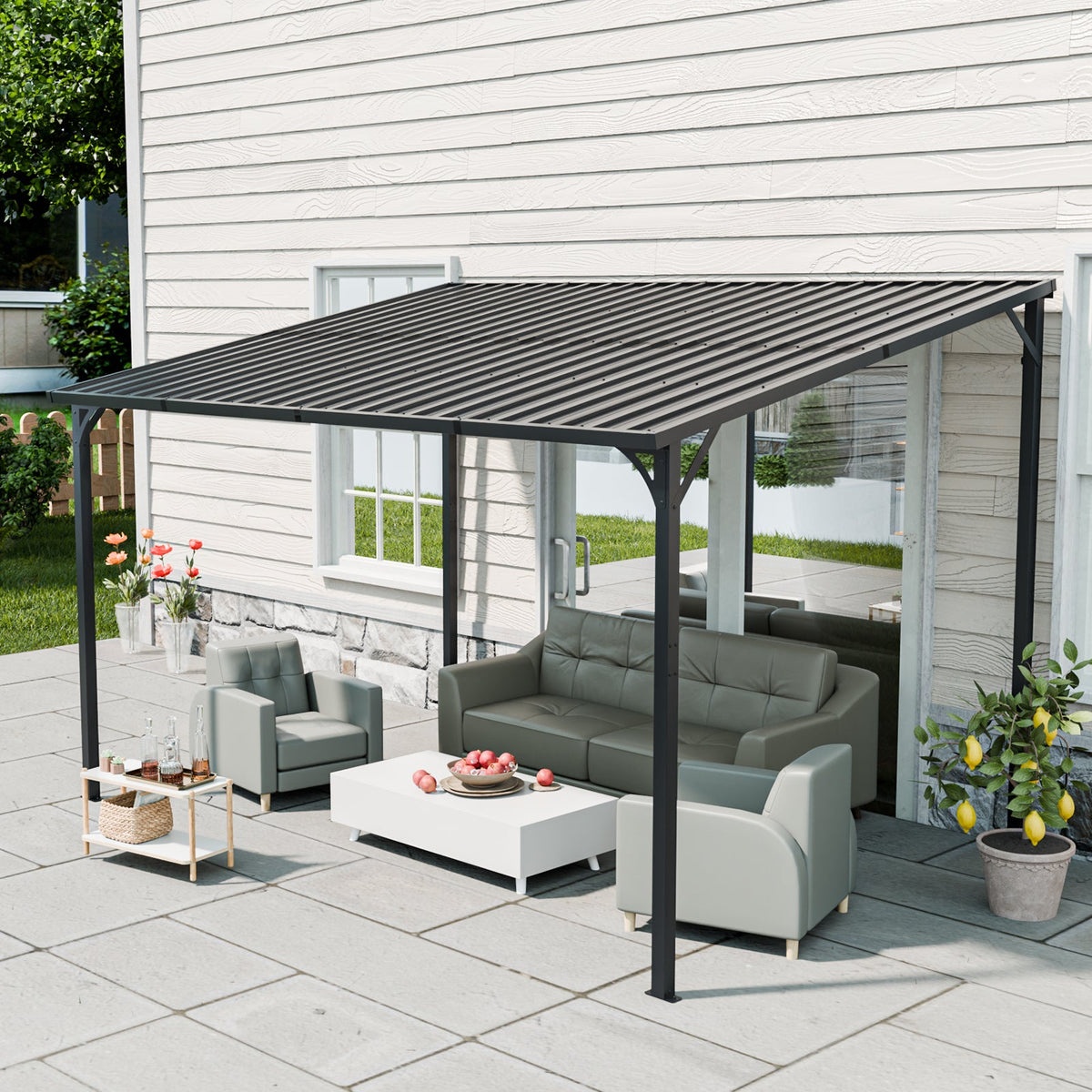Outdoor Pergola - 12' x 8' Galvanized Steel