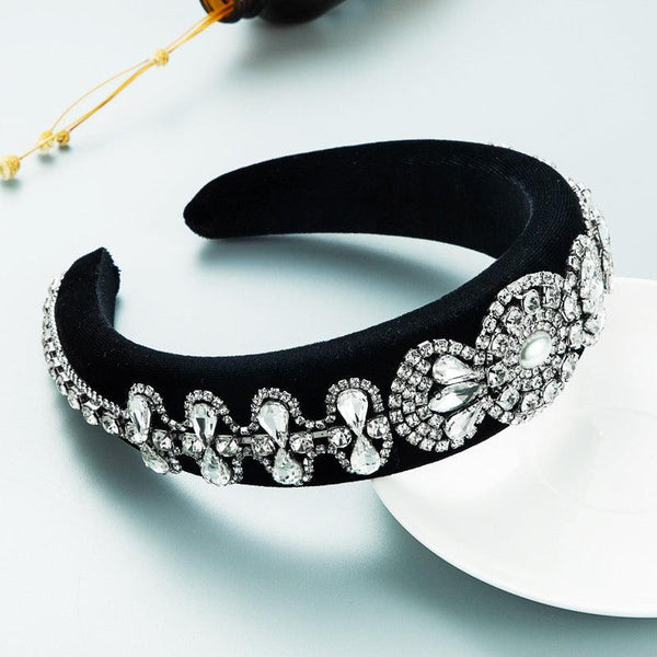 Hair Hoop Heavy Craft Retro Palace Feng Shui Drill Sponge Head Hoop Wide Side Baroque High Skull Top Hair Accessories