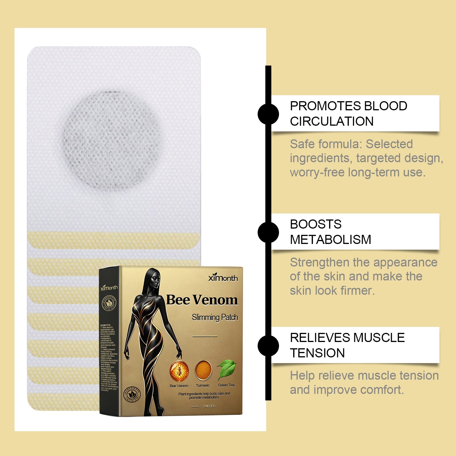 Beesvenom Body Shaping Patch, Shaping And Firming Body, Skin, Belly, Meat, Slim Body, Light, Beautiful And Considerate