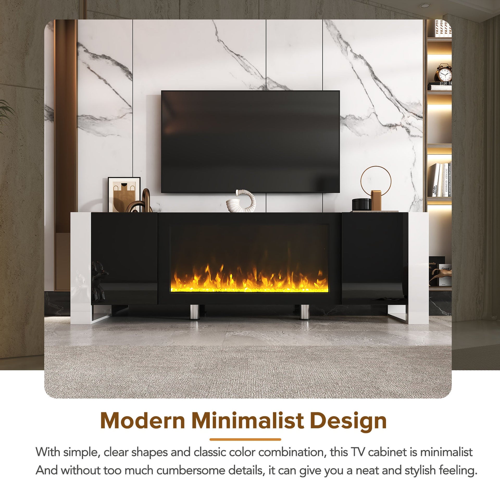 Modern TV Stand with 34.2' Non-heating Electric Fireplace