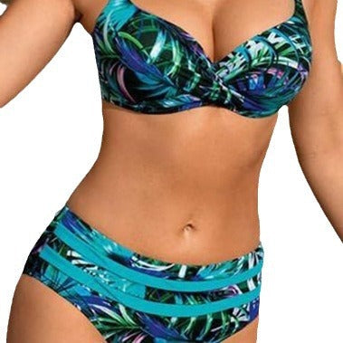 Gather floral swimsuits bikini swimsuits