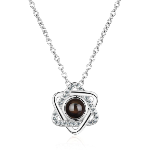 Necklace, female star pendant, 100 language projection, memories of love, short collarbone chain