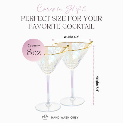 Iridescent Hammered Martini & Cocktail Glasses