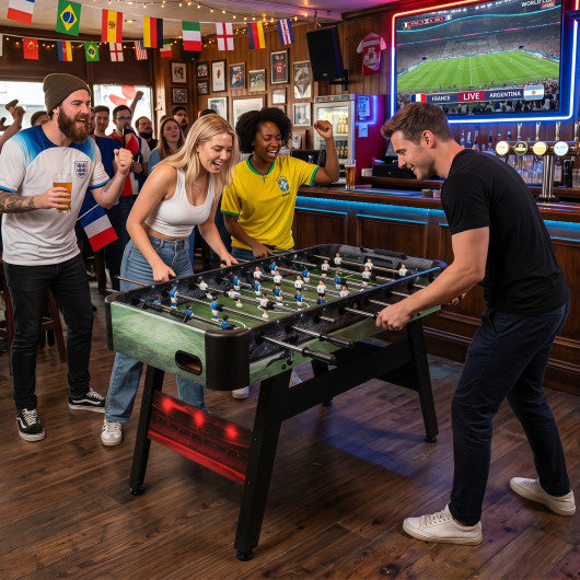 54 Inch Full Size Foosball Table for Home Game Room with 2 Balls and Ergonomic Handles