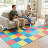 54 Pack EVA Foam Floor Tiles with Non-Slip & Borders for Home Gym-Multicolor