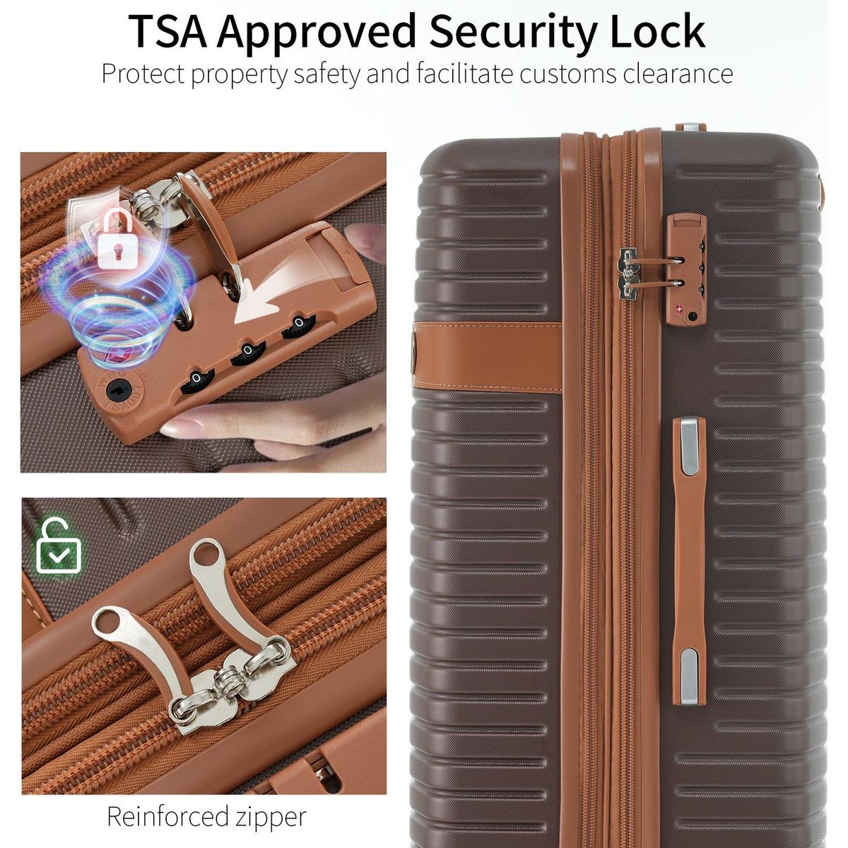 4 Piece Luggage Set Suitcase Set, ABS Hard Shell Lightweight Expandable Travel Luggage with 4 Packing Cubes, TSA Lock, Spinner Wheels for Men Women(16/20/24/28)