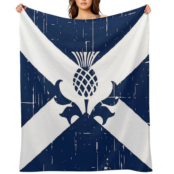 Saltire Scottish Flag And Scottish Thistle Comfort Throw Blanket
