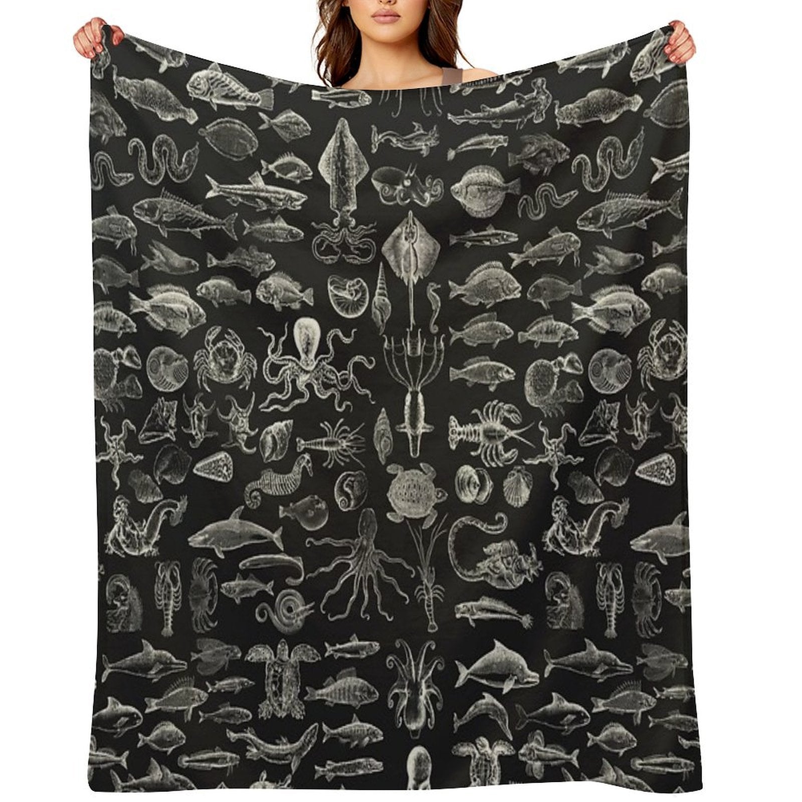 Sea Creatures - White Quick-dry Throw Blanket