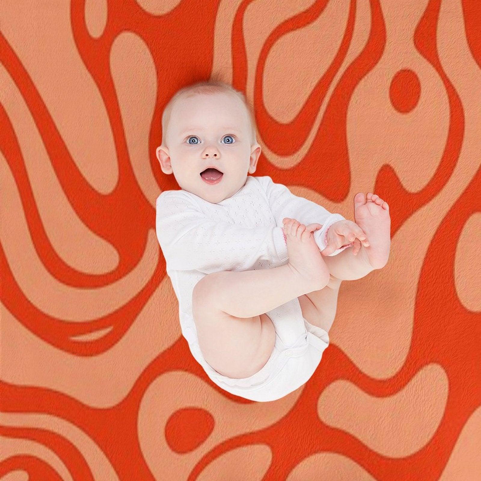 Marbled Pattern of Red Fluid Shapes Throw Blanket