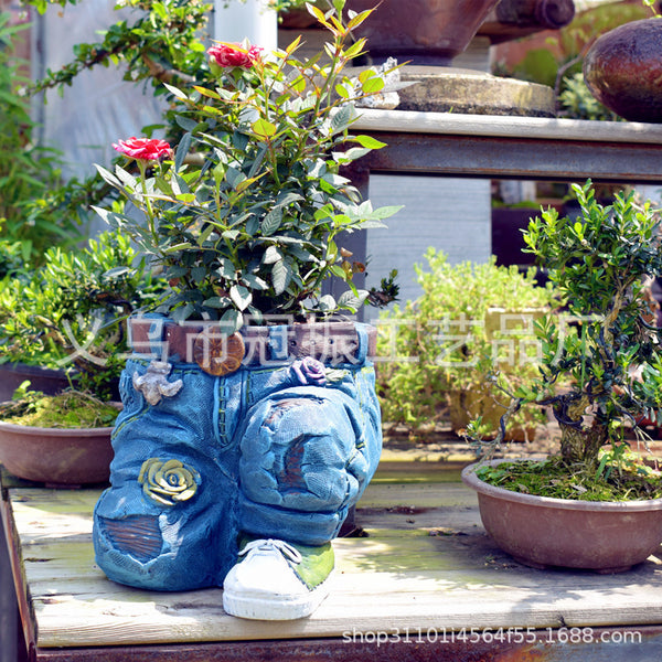 Garden Art Jeans Garden Decoration Ornaments Flower pot resin artifact Garden design planting decoration