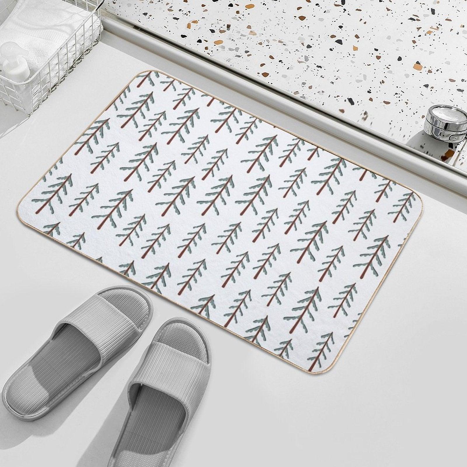 Fir Tree Doodle Wood  Anti-Trip Bath Mat