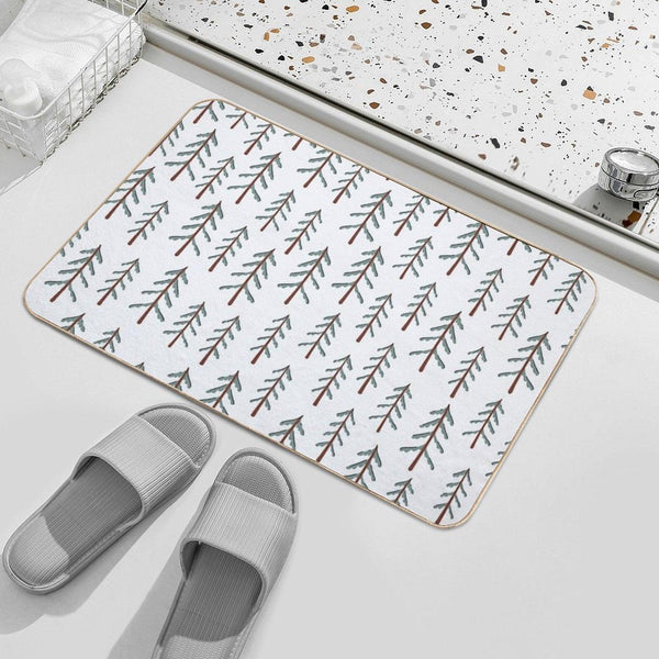 Fir Tree Doodle Wood  Anti-Trip Bath Mat