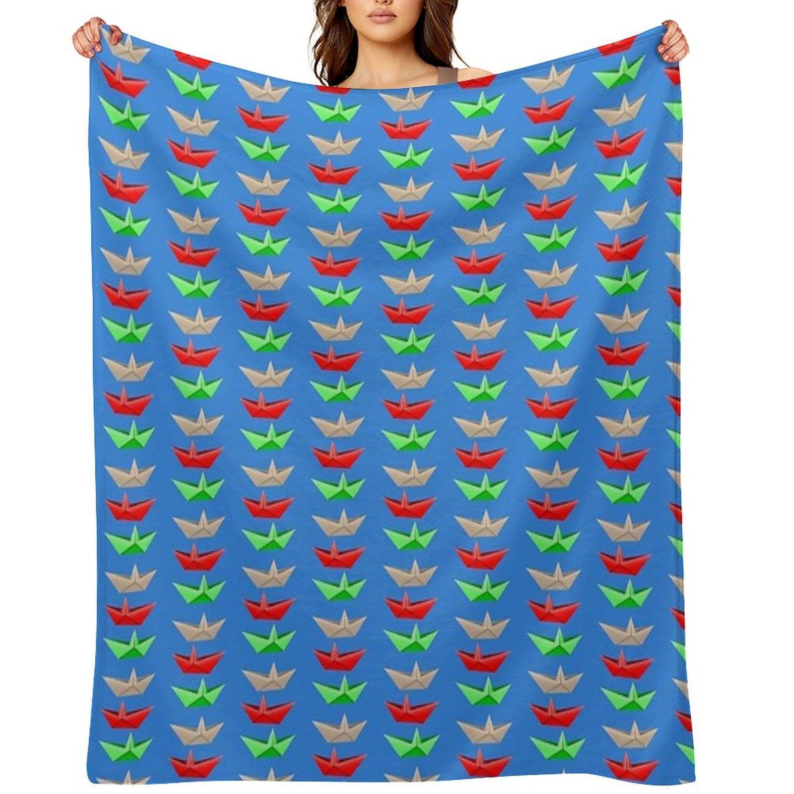Origami Boat Throw Blanket