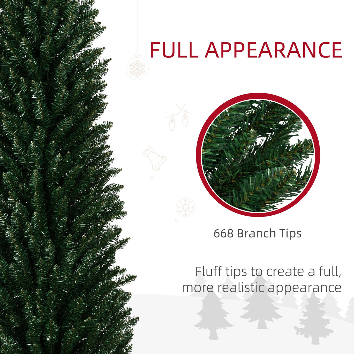 HOMCOM 8ft Tall Pencil Prelit Artificial Christmas Tree