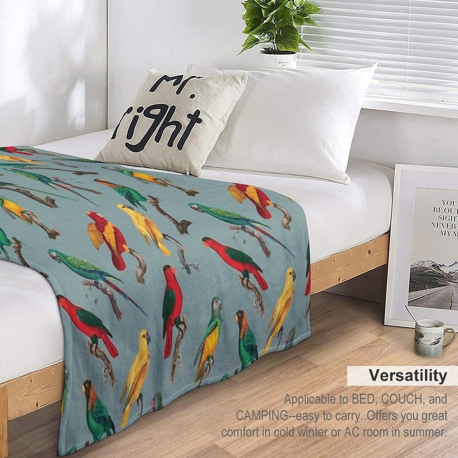 Vintage Parrot Pattern Throw Blanket