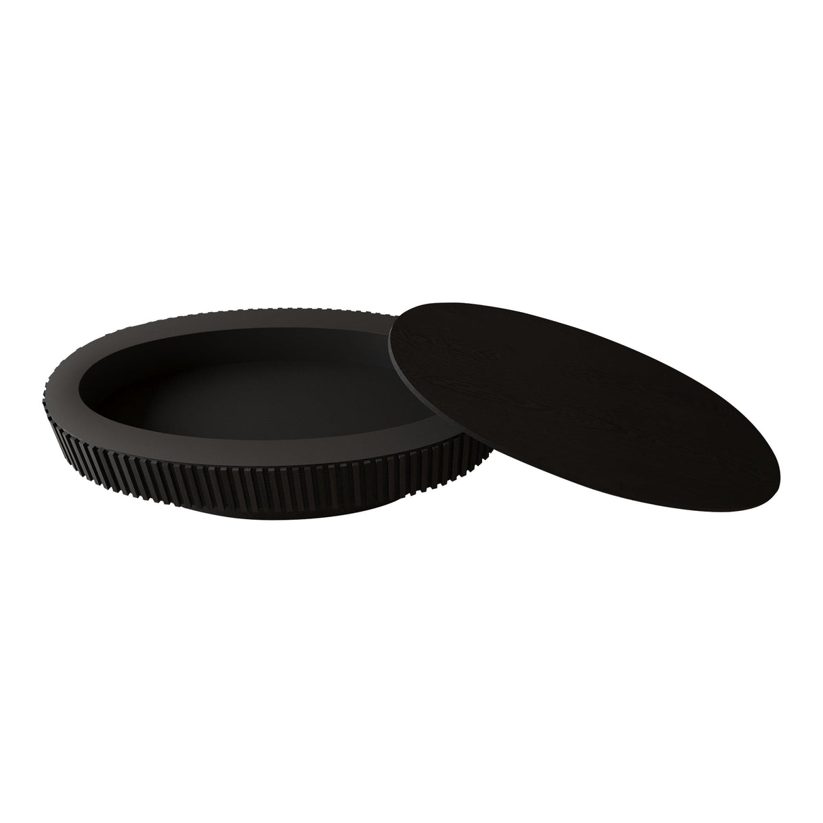 Modern Black Oval Coffee Table with Hidden Storage