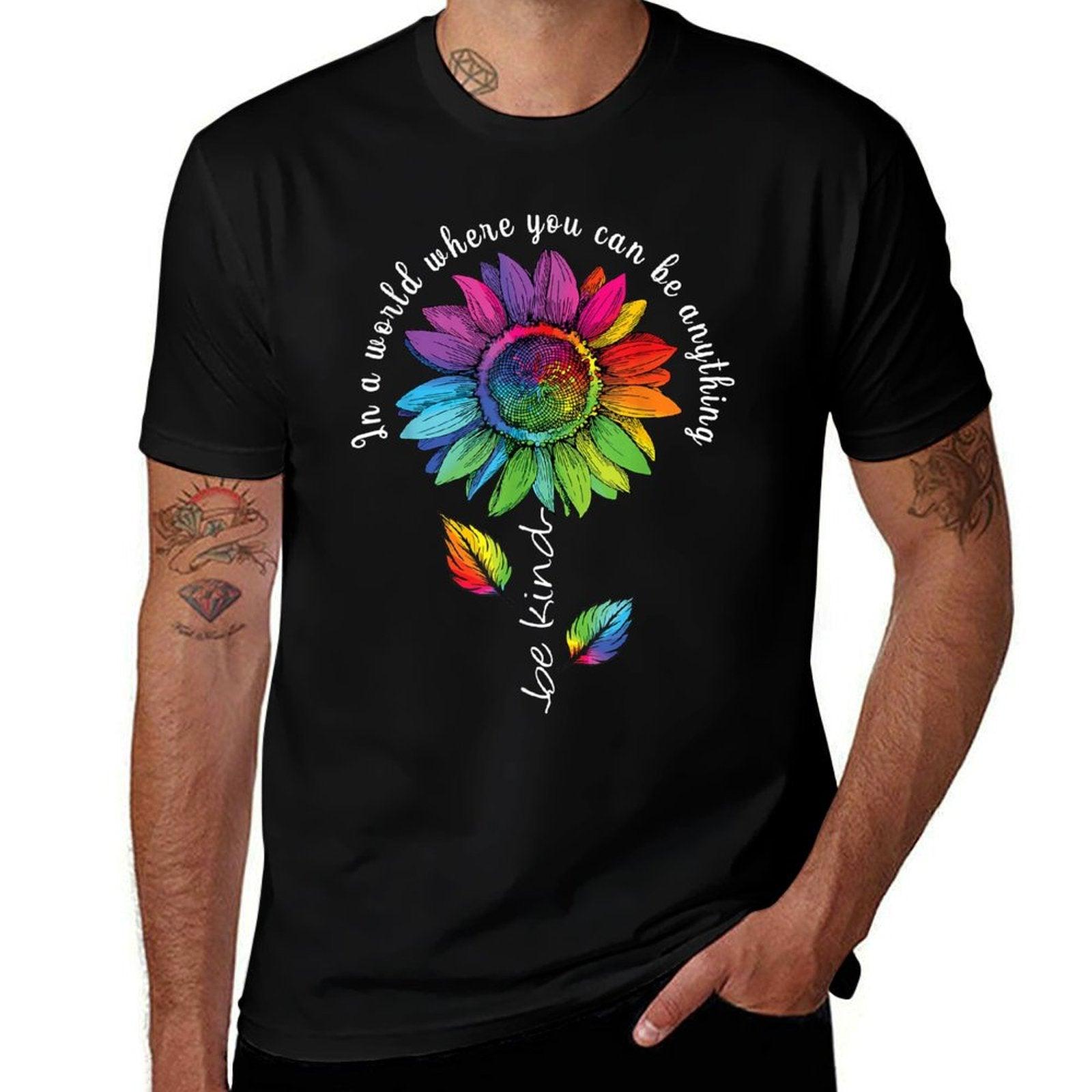 LGBTQ Rainbow Sunflower Be Kind Gay Love Pride Flower  Slim-fit Cut T-Shirt