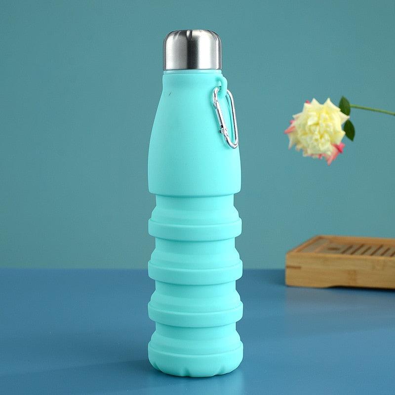 550ML Portable Silicone Bottle Retractable Folding Water Bottle Outdoor Sports Travel Drinking Cup with Large Capacity Silicone Foldable Sports Bottle Reusable Folding Travel Water Container for Gym Camping Hiking Fishing