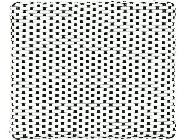Robias Rectangular Rattan Stool in White and Black Dot - Gifts for You 'n Me