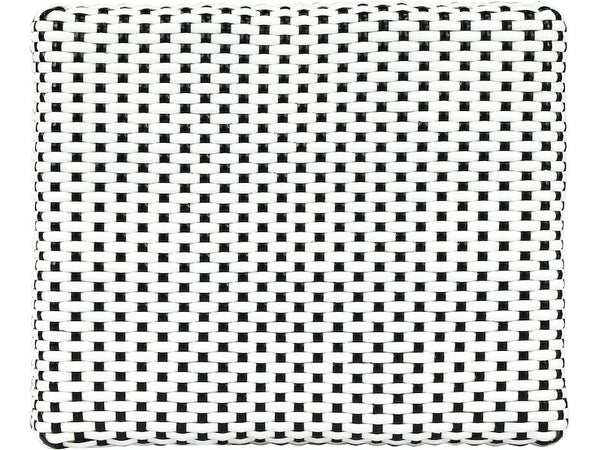 Robias Rectangular Rattan Stool in White and Black Dot - Gifts for You 'n Me