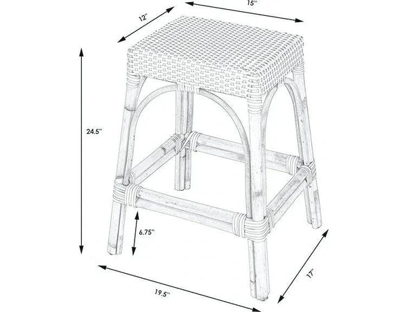 Robias Rectangular Rattan Stool in White and Black Dot - Gifts for You 'n Me