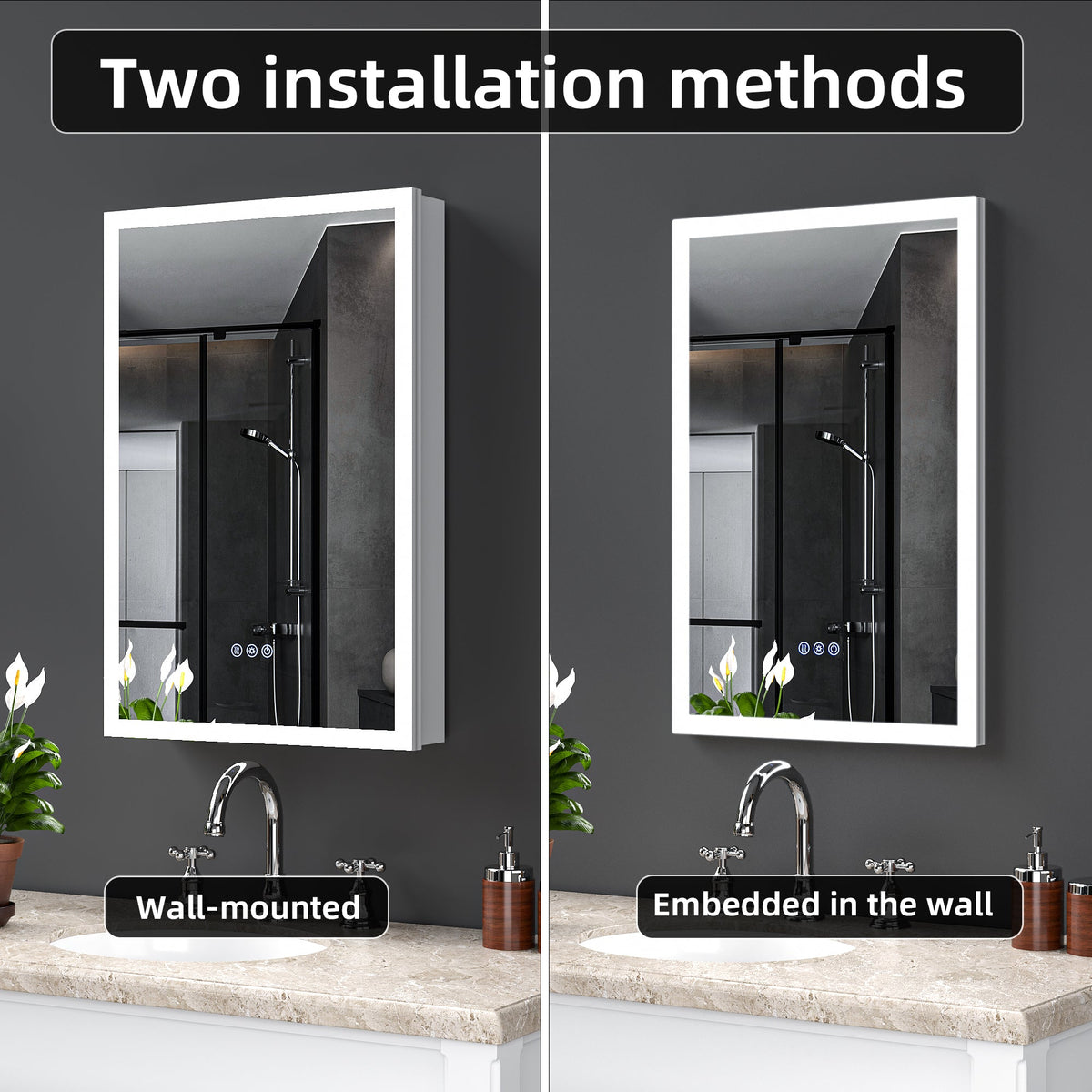 LED Lighted Medicine Cabinet with Mirror