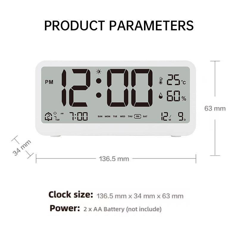 Multifunctional Digital Clock: Adjustable LED Brightness, Temp & Humidity Display, Dual - Mode Alarm, for Bedside or Desk