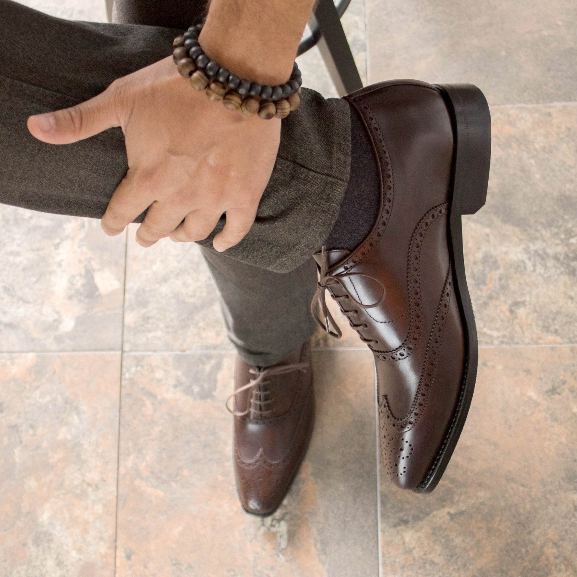 Tempo - Full brogue classic oxford dress shoes for men