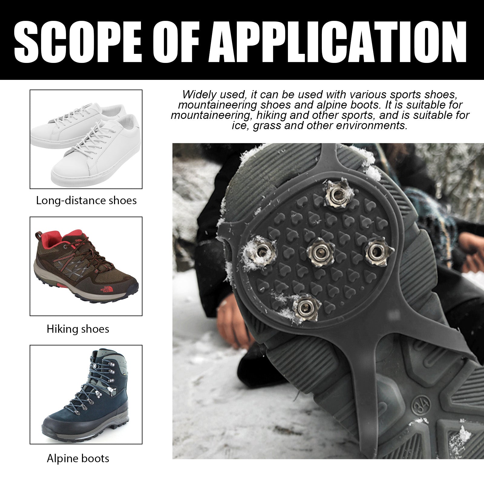 Universelle Rutschfeste Greiferspitzen, Outdoor Crampons Snowshoe Cover Mountaineering Sports Fall Easy To Wear And Take Off Shoe Cover