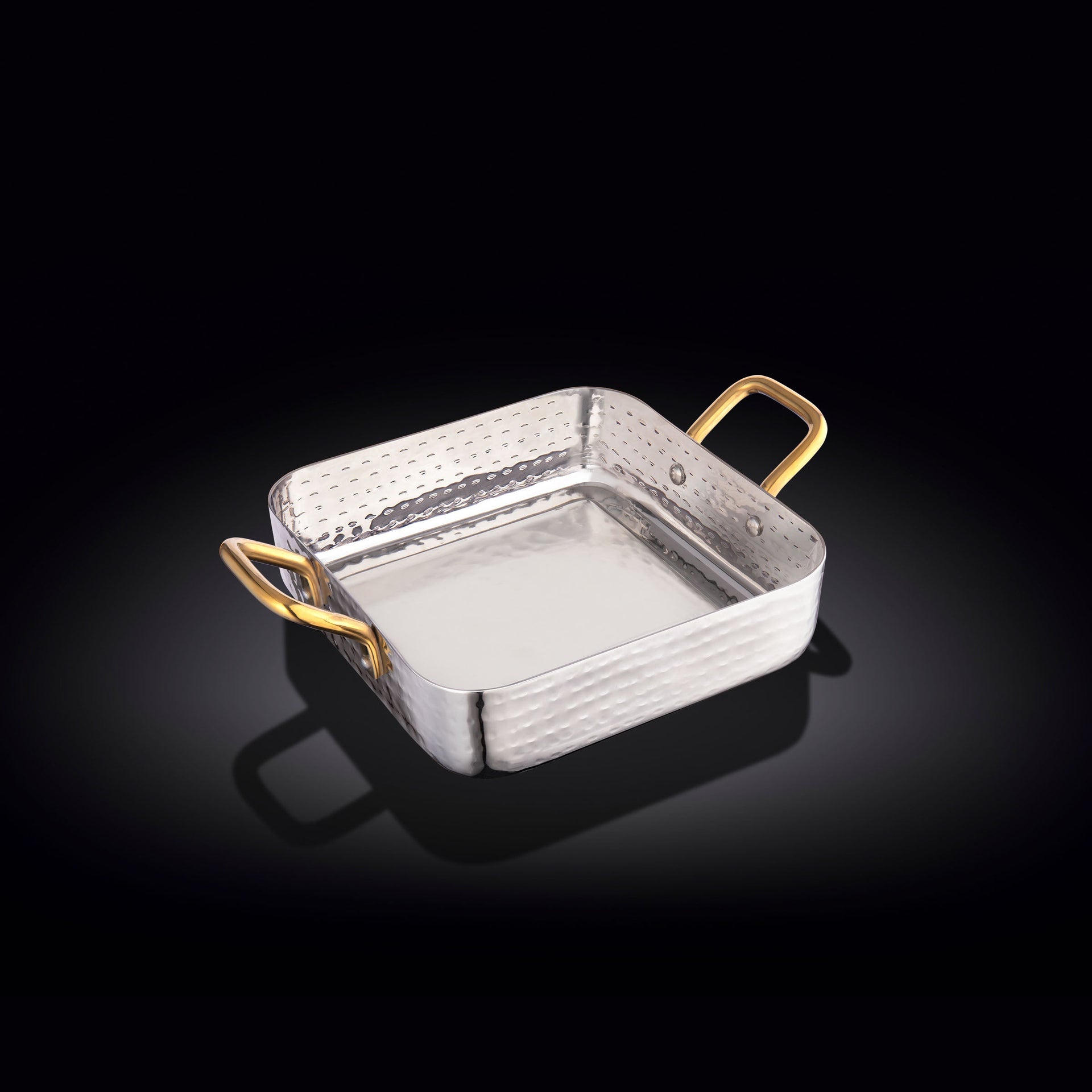 SQUARE FRY PAN WITH 2 SIDE GOLD HANDLES 5.5