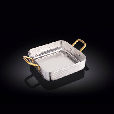 SQUARE FRY PAN WITH 2 SIDE GOLD HANDLES 5.5