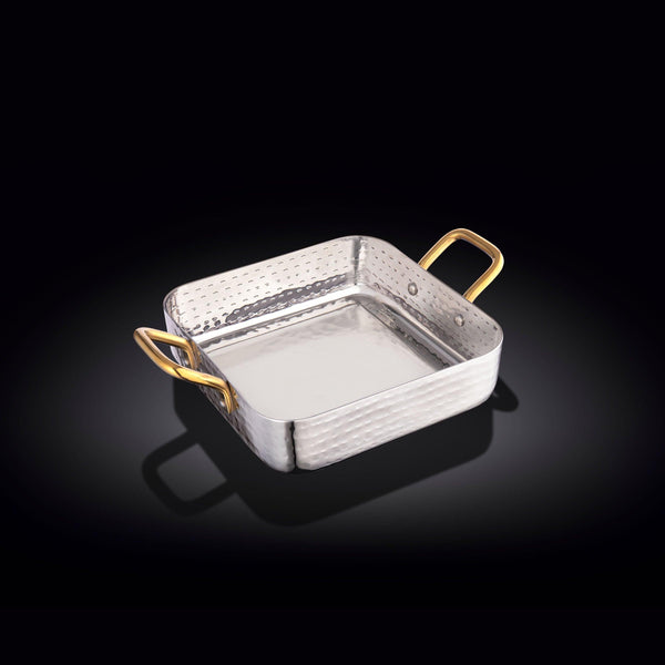 SQUARE FRY PAN WITH 2 SIDE GOLD HANDLES 5.5