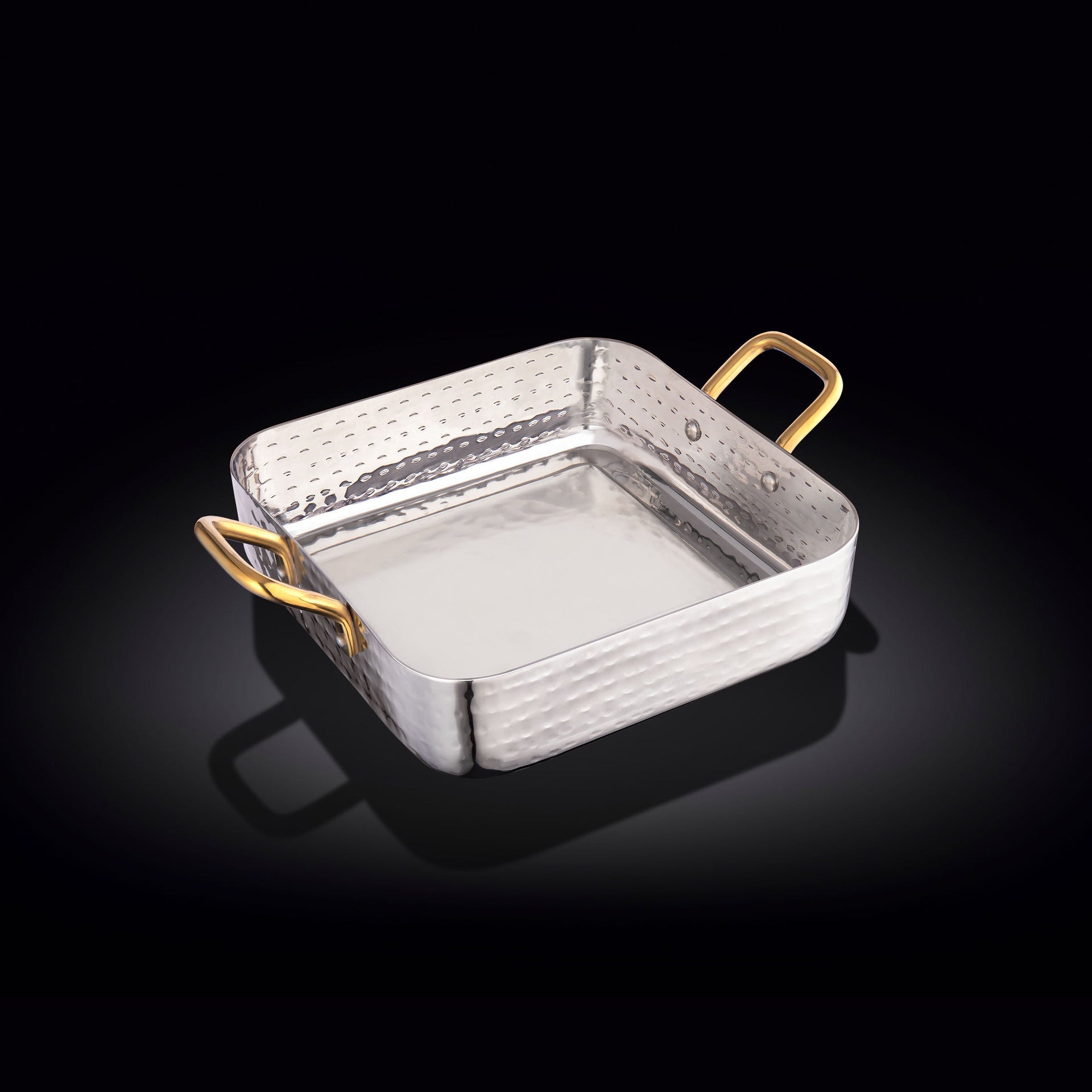 SQUARE FRY PAN WITH 2 SIDE GOLD HANDLES 6.25