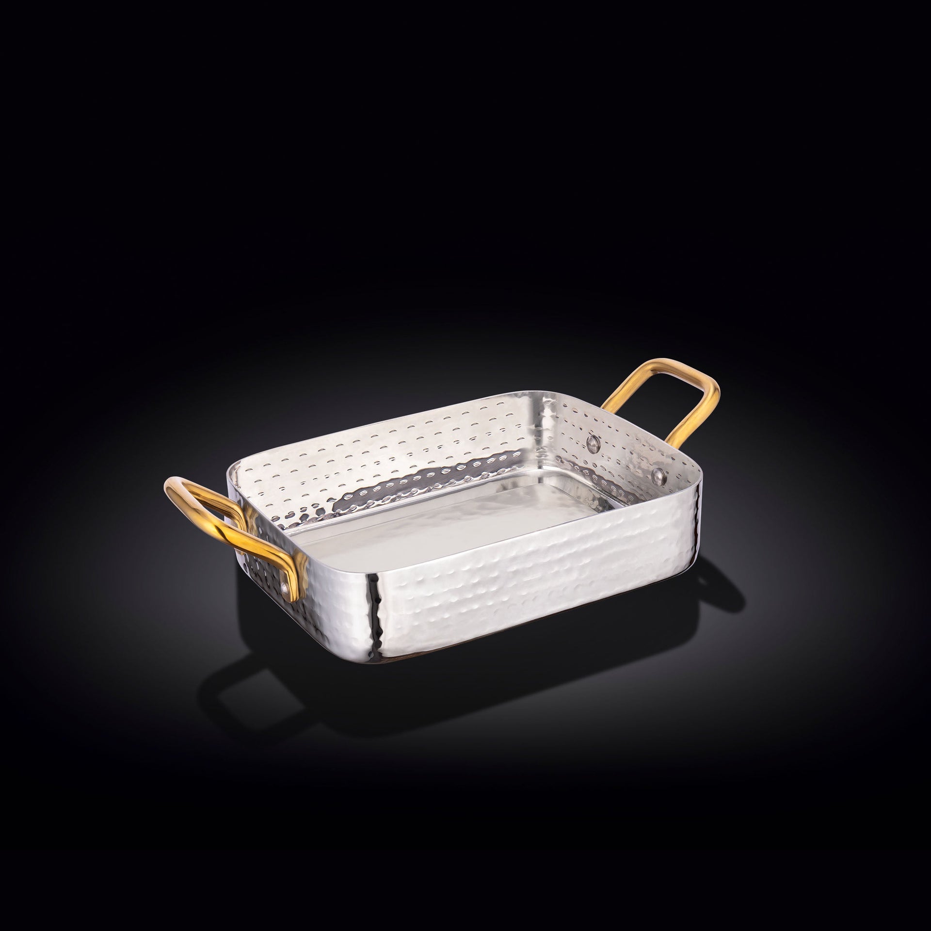 RECTANGULAR FRY PAN WITH 2 SIDE GOLD HANDLES 5.5
