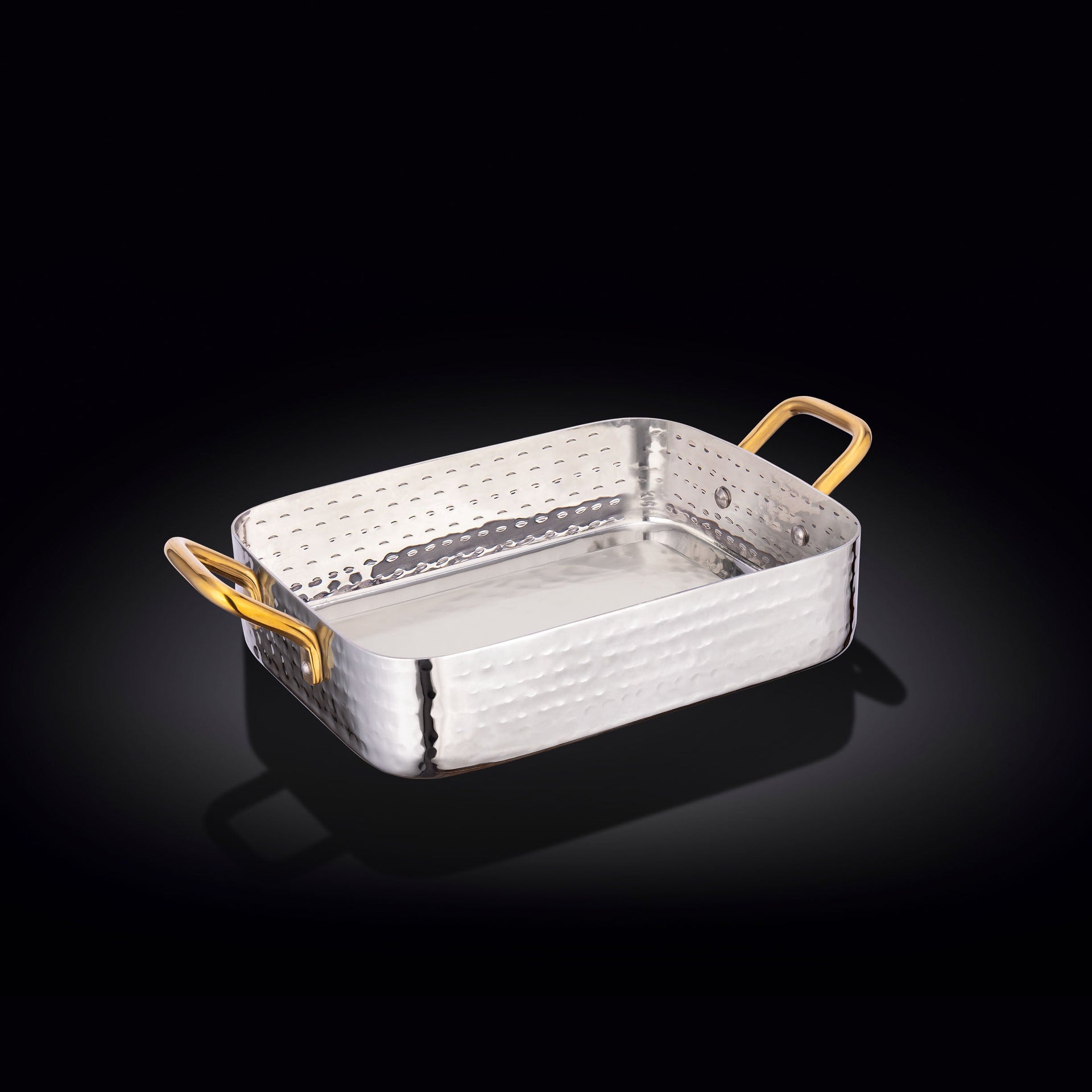 RECTANGULAR FRY PAN WITH 2 SIDE GOLD HANDLES 6.25