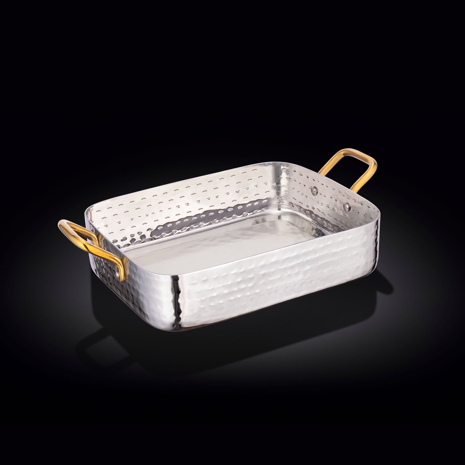 RECTANGULAR FRY PAN WITH 2 SIDE GOLD HANDLES 7