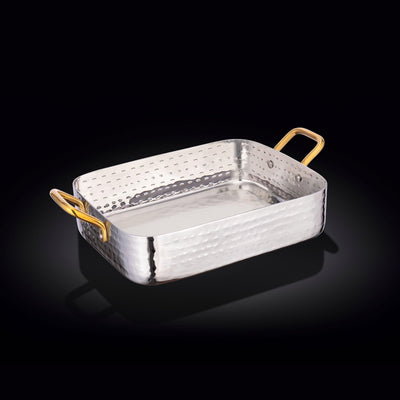 RECTANGULAR FRY PAN WITH 2 SIDE GOLD HANDLES 7