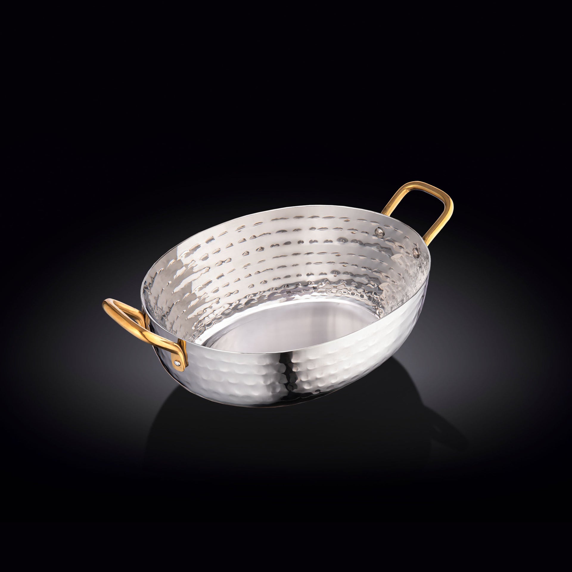 DEEP OVAL FRY PAN WITH 2 SIDE GOLD HANDLES 6.25