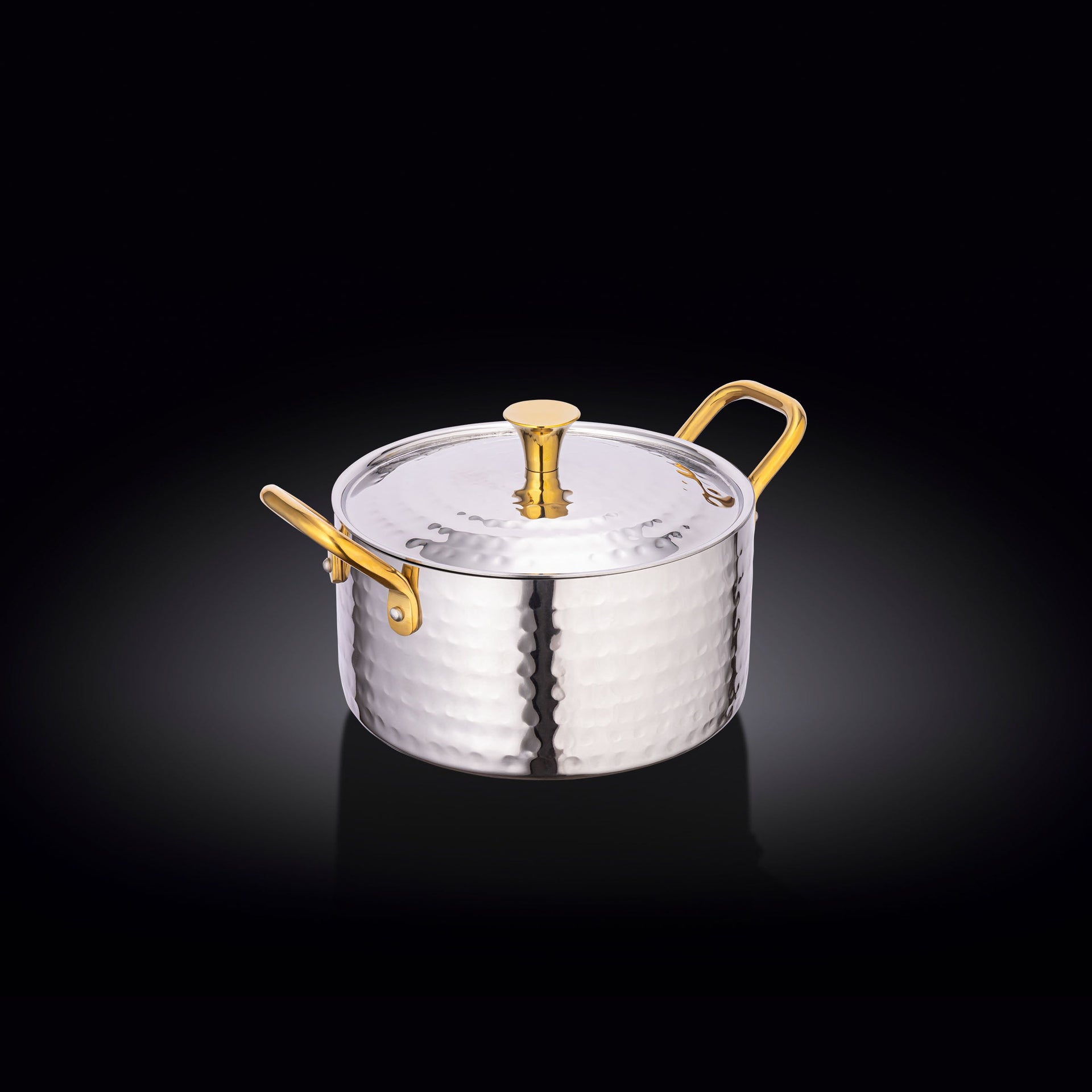 CASSEROLE WITH LID & 2 SIDE GOLD HANDLES 4.75