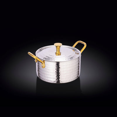 CASSEROLE WITH LID & 2 SIDE GOLD HANDLES 4.75